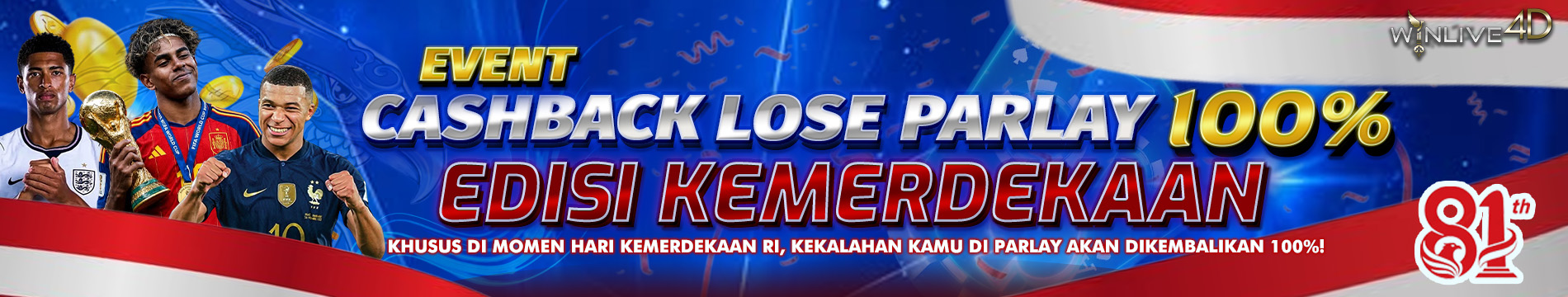 EVENT CASHBACK LOSE PARLAY 100% EDISI KEMERDEKAAN!